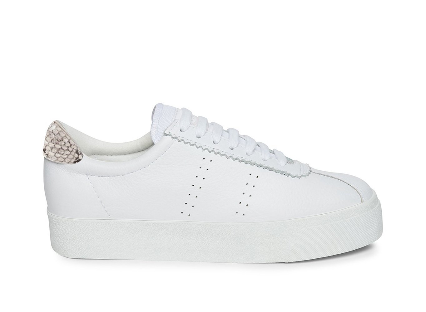 Superga Platform Womens - 2854 Club 3 Leasnakew - White - LTOVR5792